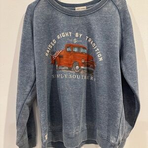 Simply Southern Denim Blue Pullover with Classic Red Truck